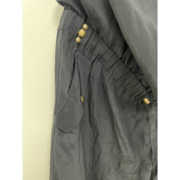 Cynthia Steffe 100% Silk  Wide Leg Pockets jumpsuit Open Top Black Size 12 - Picture 6 of 13